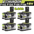 8,0Ah Original Akku für RYOBI 18V One Plus Lithium RB18L50 P108 P109 Batterie DE