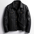 Herren Echt Lammleder Schwarz Leder Trucker Jacke Jeans Stil Mantel Jacke