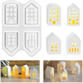 Silikonform Gießformen Häuser 4 Stück, Mini Silikonform Haus, 3D DIY Giessformen