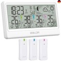 Wetterstation Funk mit 3 Außensensor, Innen- und Außenthermometer, Hygrometer, B