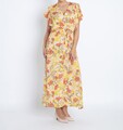 Kleid gelb 34 Damen Maxikleid mit Blumenmuster und Bindeband bunt 9.8461