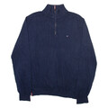 TOMMY HILFIGER Herren Pulli Blau 1/4 Reißverschluss Eng Strick M