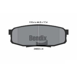 1x ORIGINAL® BENDIX Braking Bremsbelagsatz, Scheibenbremse Hinten, exkl.