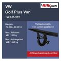 Westfalia Anhängerkupplung abn. für VW Golf Plus Van 521, 5M1 BJ 12.04-08.14 NEU