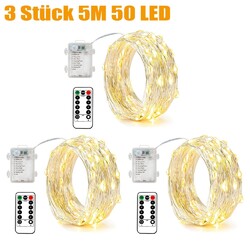 5/10m 50/100 LED Lichterkette Mikro Drahtlichter Innen Außen Timer Batterie Deko