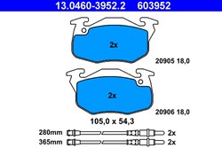 Bremsbelagsatz Scheibenbremse ATE 13.0460-3952.2 für ZX AX PEUGEOT CITROËN 7A ZA