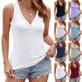 Damen-T-Shirt Mit V-Ausschnitt Ärmellos Für Den Sommer Dehnbare Tanktops ▽
