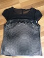 Bluse orsay gestreift marine/schwarz-weiß, Gr. M, mit Spitzendetail