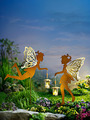 2er Solar-Deko Gartenstecker Elfen Fairy Feen mit LED-Laterne Metall Rost