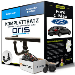 Anhängerkupplung ORIS abnehmbar für FORD C-Max +E-Satz NEU ABEJETZT NEU: Montage zum Festpreis!