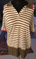 TOP TIPP Khaki-weiß gestreiftes Damen Polo-Shirt von CASSANI Größe 42