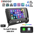 4+64G DAB Android14 Für Audi TT 8J 2006-2014 Autoradio GPS NAVI WIFI RDS Carplay