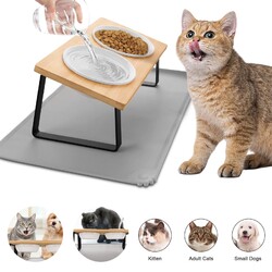 Katzen doppelnapf Katzenfutterstation Erhöhter Napf rutschfest Kunststoff