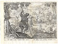Antiker Jagddruck-OTTER-TRIDENT-FLUSS-HUND-BOOT-Nr. 90-Stradanus-1615