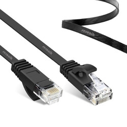 15m Flach Kabel Netzwerkkabel Patchkabel DÜNN LAN Kabel DSL RJ45 CAT 6 Schwarz