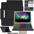 Für 10-10.1 Zoll Universal Tablet Bluetooth QWERTZ Tastatur Maus Tasche Hülle