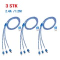 3 pcsLadekabel 3in1 Multi Schnell USB Typ-C Micro IOS Handy für Samsung iPhone