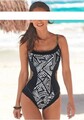 Sunflair Badeanzug Gr.36-38 Cup-B Schwarz Weiß Braun Stretch Schwimmen Damen Neu