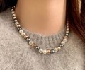 Perlen Collier 39-44 cm *** Modeschmuck kurze Kette Perlenkette Imitationsperlen