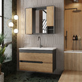 Badmöbel-Set Waschbecken Schrank | Spiegelschrank Handtuchhalter Badezimmerregal