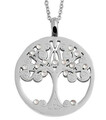 Halskette Silber Anhänger Lebensbaum Baum des Lebens Zirkonia Simili Edelstahl