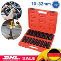 16tlg Schlagschrauber Nüsse Set Schlagnuss Steckschlüssel 78mm Lang 10-32mm 1/2"