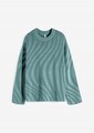 Strickpullover mit Wellenmuster Gr. 32/34 Graugrün Damen Langarm Sweater Neu