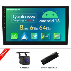 Doppel 2DIN 10,1" QLED Android 13 6+64GB Autoradio Navi Navigation CarPlay DAB+