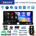 6,86" DAB+ 4+64G Autoradio 1DIN Android 14 Carplay GPS RDS NAVI WiFi BT SWC +KAM