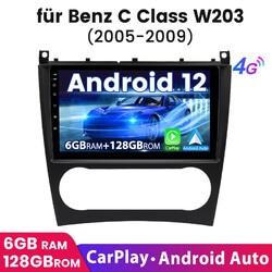9" Android 12.0 Autoradio GPS NAVI DAB+ Für Mercedes C Class W203 4G Net CarPlay