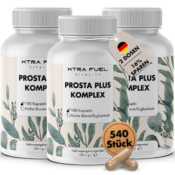 Prostata Kapseln 180 Stück, Prosta Plus Komplex, vegan, geprüft & hochdosiert