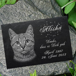 TIERGRABSTEIN Grabstein Grabplatte Katzen Katze-007 ► Fotogravur ◄ 20 x 15 cm