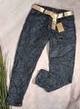 NEU Jeans Denim Jogger HOSE Gürtel Tiermuster Print M2 40 42