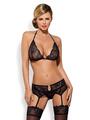 Obsessive verführerisches 4-teiliges Dessous-Set aus BH, Strapsgürtel, String & 