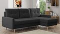 Ecksofa Oslo Webstoff Schwarz mit Bettfunktion und Bettkasten Sofa universell