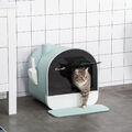 PawHut Katzentoilette Katzenklo mit Haube und Deckel Katzenstreu Matte Grün