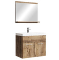 Badezimmer Badmöbel-Set Montreal 02 60cm Waschbecken Braun Eiche - Unterschrank