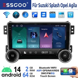 Android 14 Autoradio CarPlay 2+64G Navi RDS Für Opel Agila B 04-14 Suzuki Splash