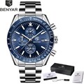 Benyar  Chronograph Herrenuhr Wasserdicht mit Geschenkebox Neu Blau