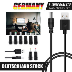 8 in 1 Universal Stromkabel USB zu DC 5,5 * 2,1mm 6,4 *4,4mm Klinke 5V Ladekabel