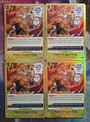 4x Flame Dragon King ST13-017 Common Englisch PLAYSET NM One Piece