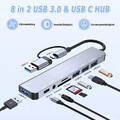 USB 3.0 Hub Verteiler Splitter Adapter USB C 8 IN 2 für Notebook Handy Laptop PC