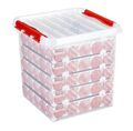 SUNWARE Q-Line-Weihnachtsbox - 38 L + Tabletts für 125 Kugeln - transparent/rot