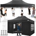 Faltpavillon 3x4,5m Wasserdicht Stabil Winterfest mit Seitenwand Popup Partyzelt