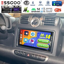 Apple Carplay Android 14 Autoradio Für Smart Fortwo 451 2005-2010 GPS Navi WIFI