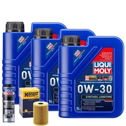 Motoröl 0W30 LIQUI MOLY Synthoil Longtime Plus 3L+HENGST Ölfilter +Spülung