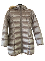 Bomboogie Daunenjacke Kurzmantel mit Echtpelz Gr.3 (38) taupe glänzend