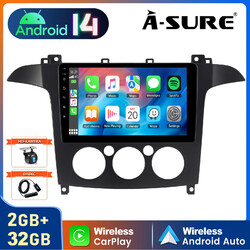 DAB+ 2G+32G Android 14 Autoradio Für Ford S-Max 2006-2015 GPS Navi Apple CarPlay