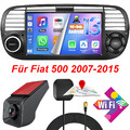 4+64GB Für Fiat 500 2007~2015 Android 13 Carplay Autoradio GPS Navi Wifi+HD DVR