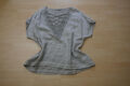 Shirt/Bluse für Damen aus Leinen, Made in Italy, Gr. 3 bzw. 44, grau Stickerei